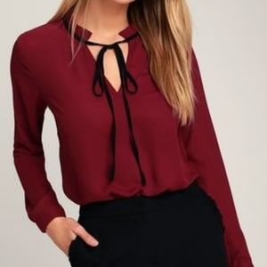 Lulus Sheer Long Sleeve Blouse Size Small